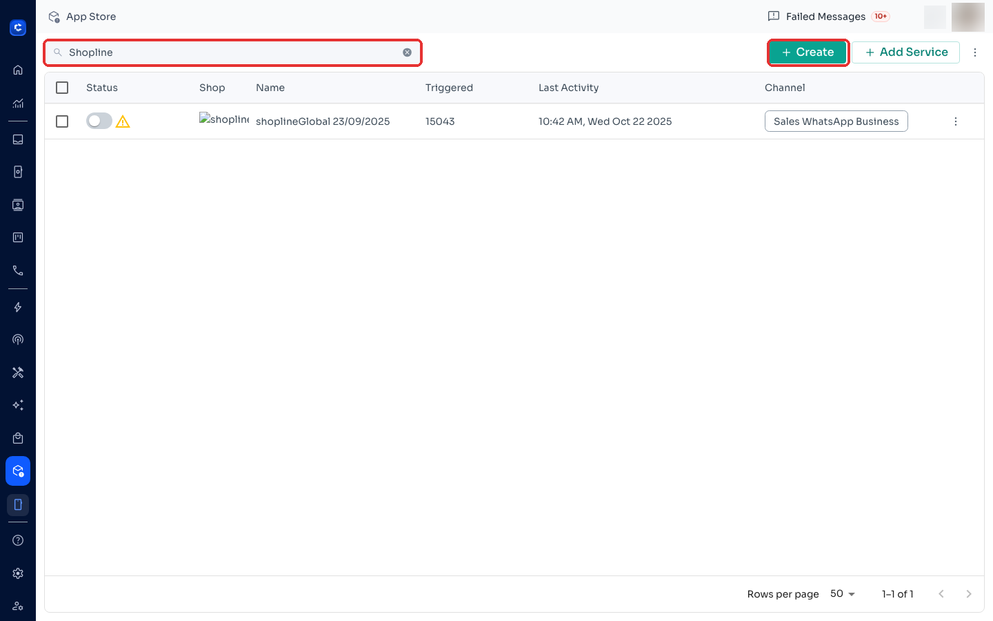 App Store → search "Shopline" → + Create