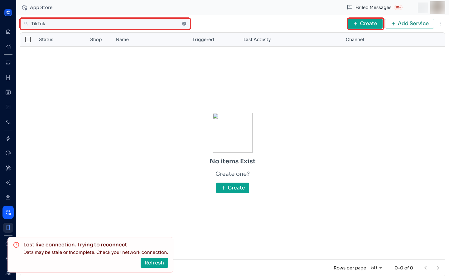 App Store → search "TikTok" → + Create