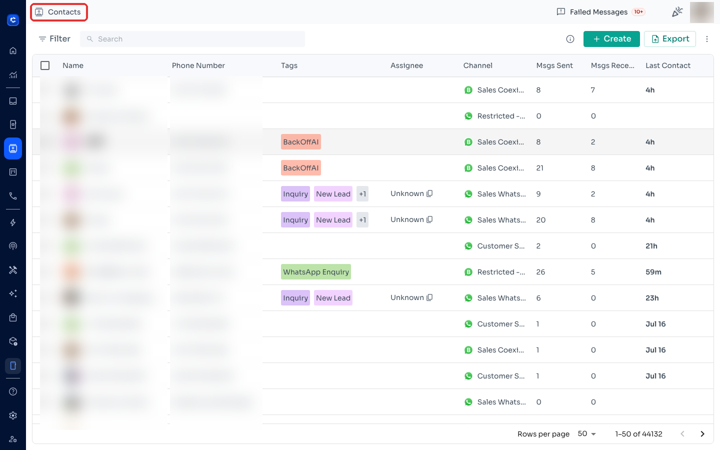 Open Contacts from the left sidebar