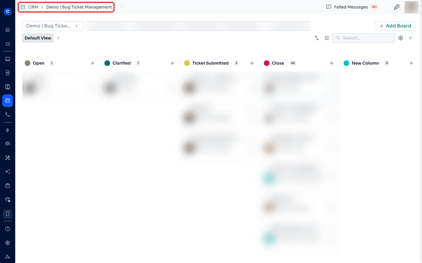 Open the CRM page from the left sidebar