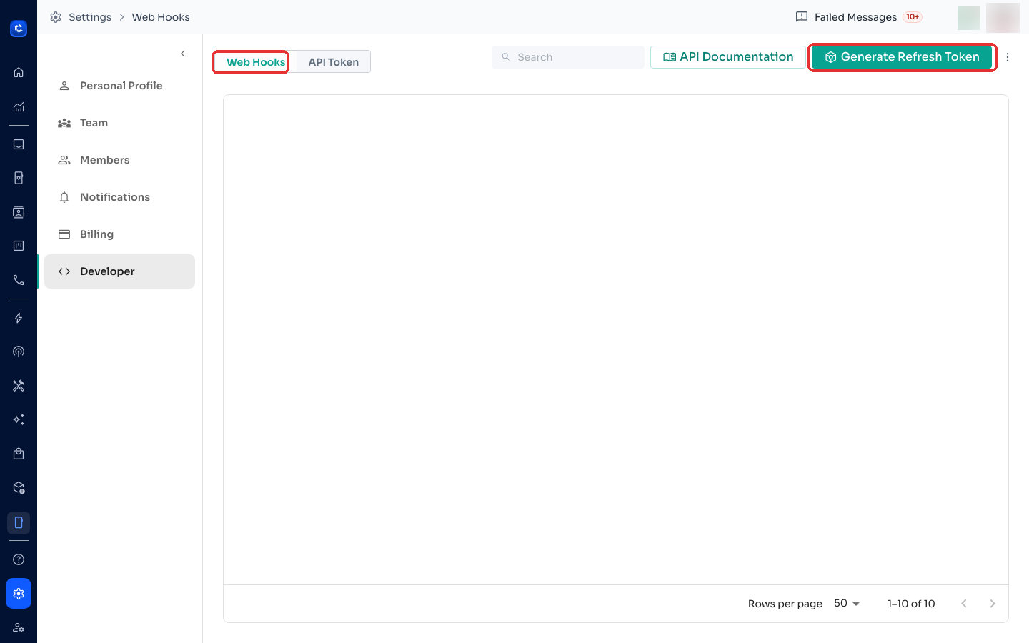 Point the HTTP Request at your endpoint — manage webhooks under Settings → Developer