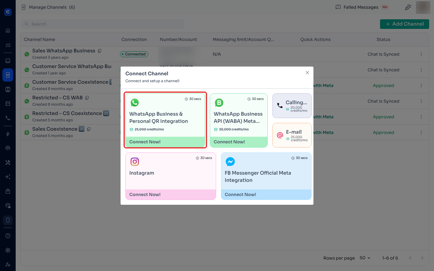 Choose WhatsApp Business & Personal QR Integration