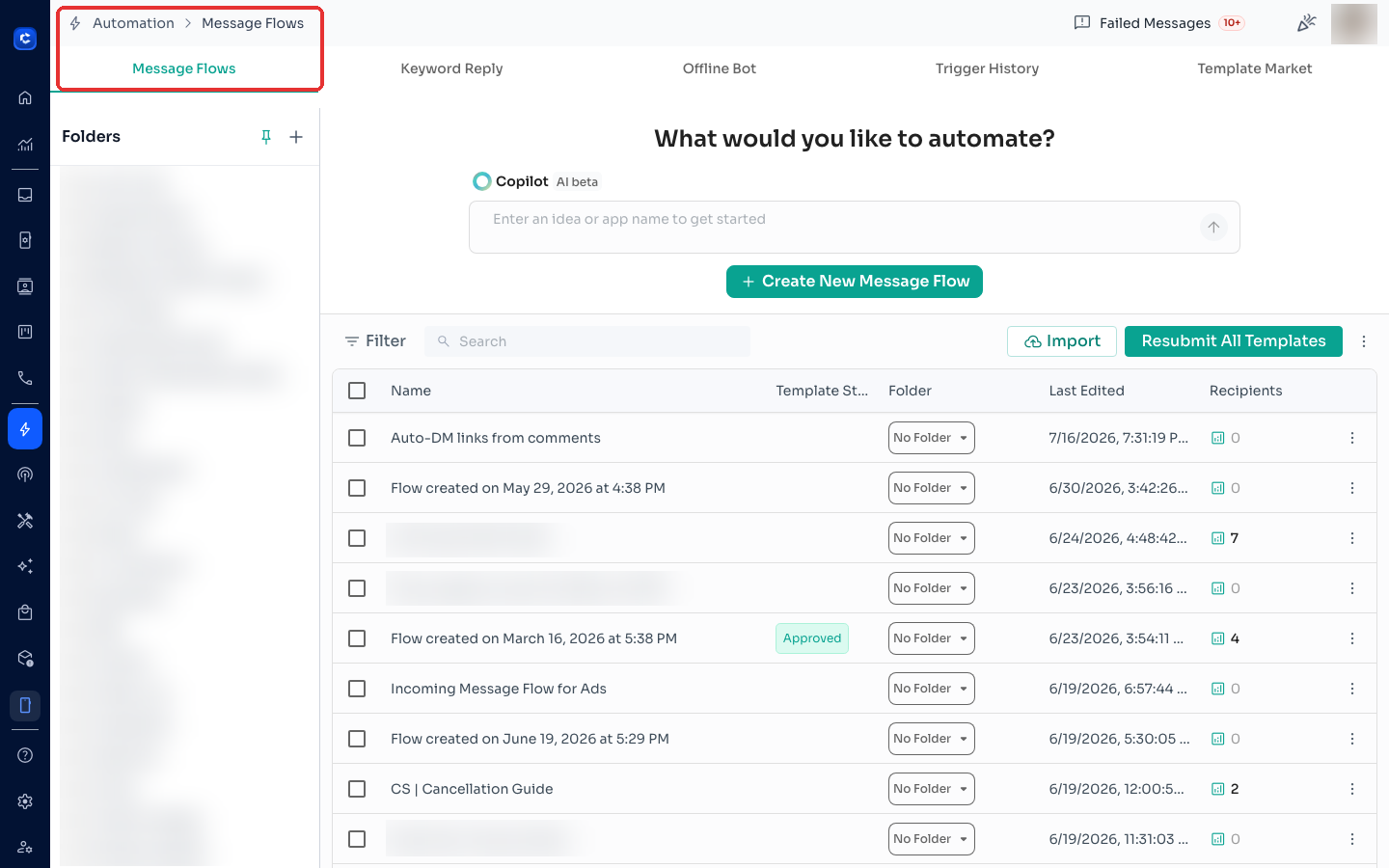 Automation → Message Flows in your ChatDaddy dashboard