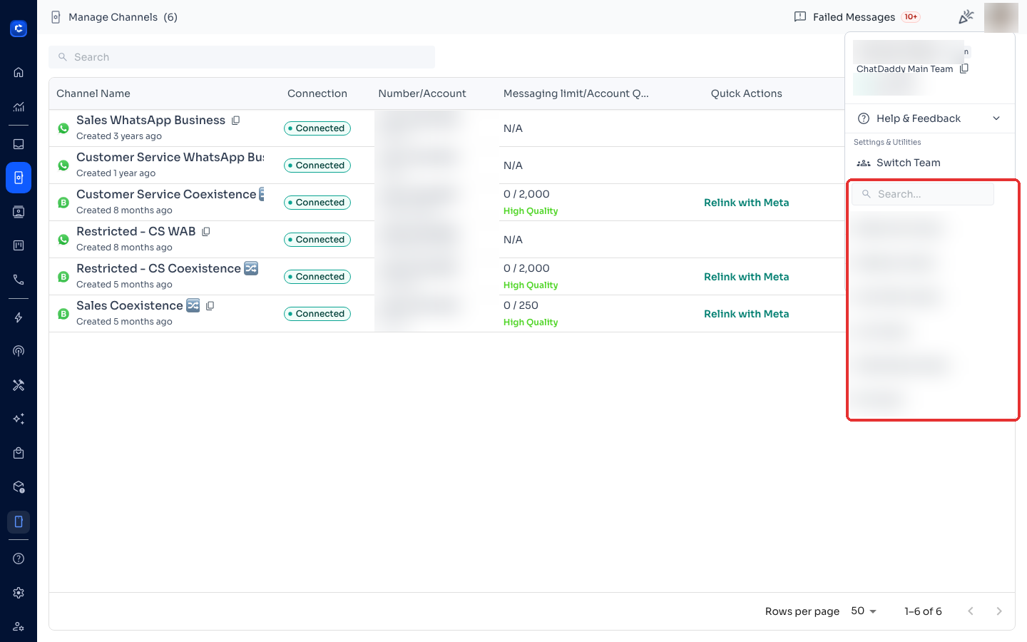 Search for the team by name or Team ID and click it