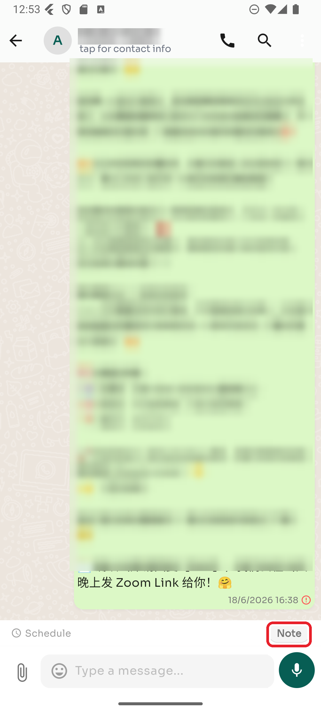 Tap Note to add a private team note