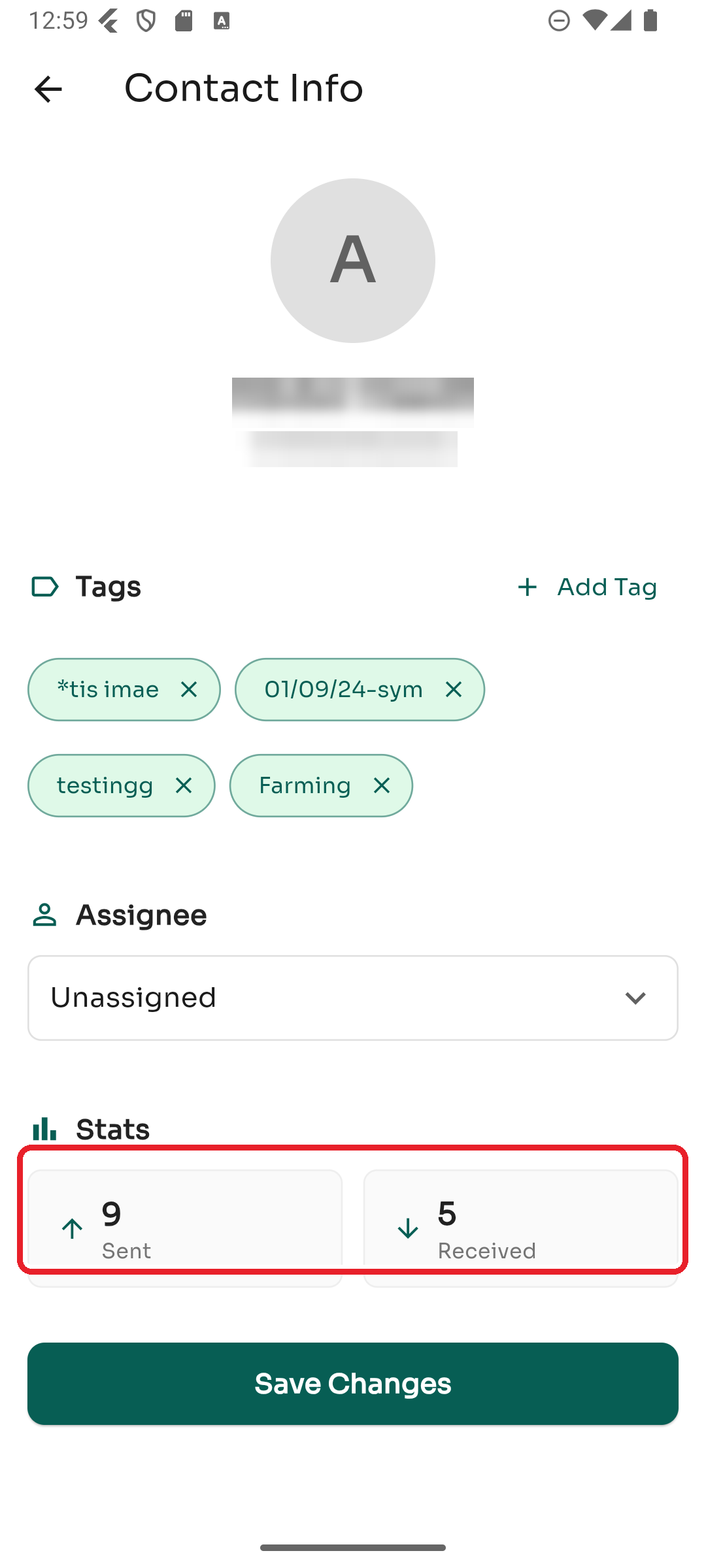 Sent and Received stats