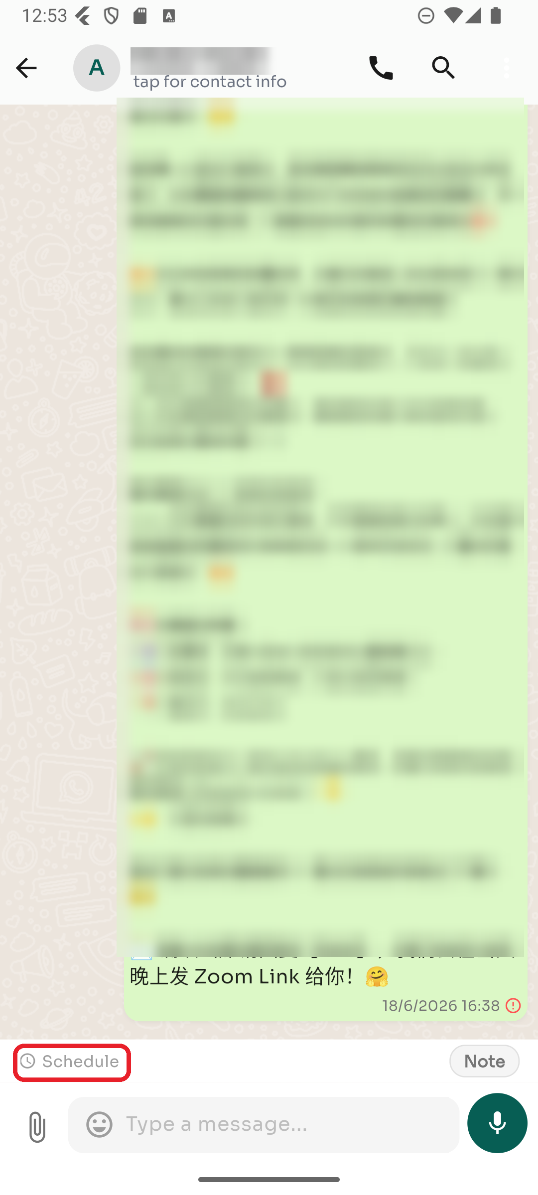Tap Schedule above the message box
