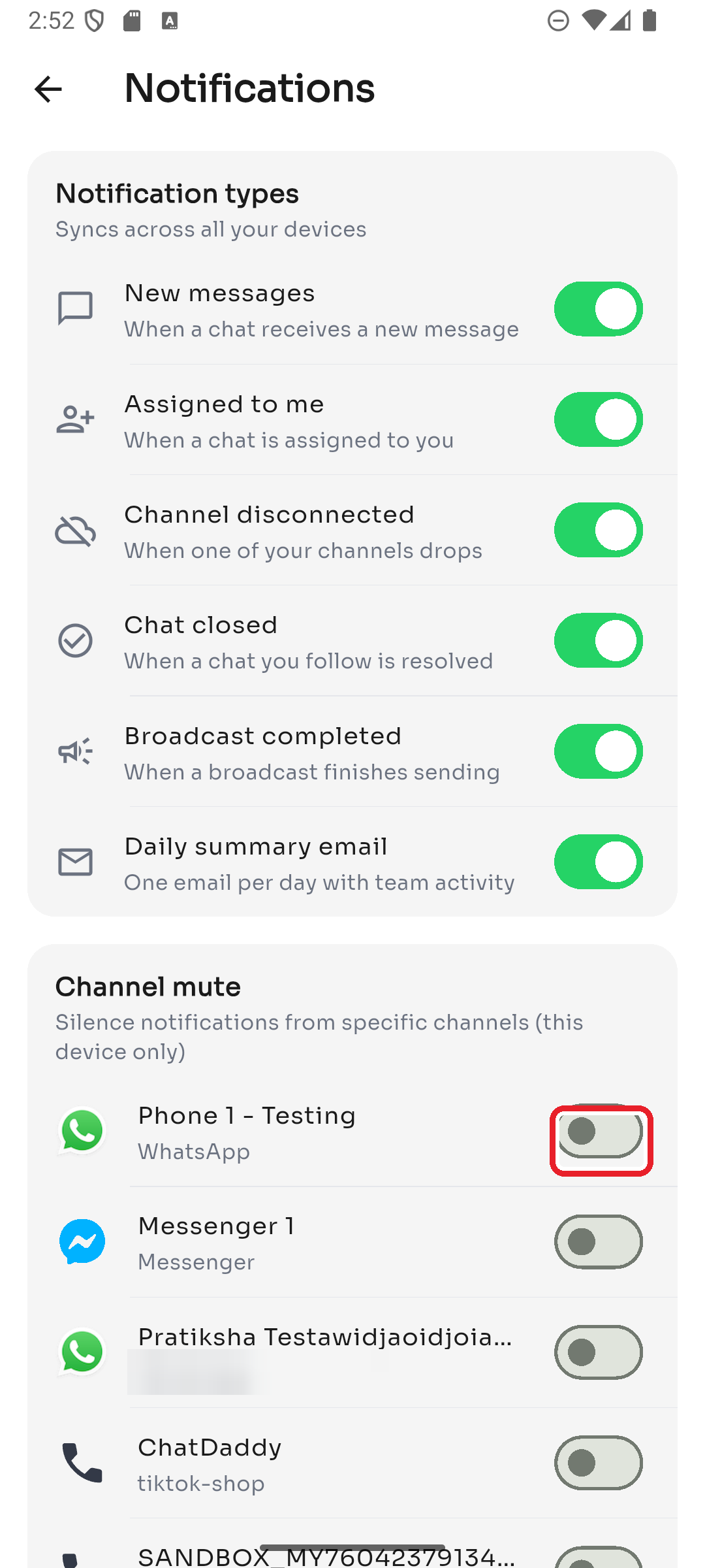 Channel mute