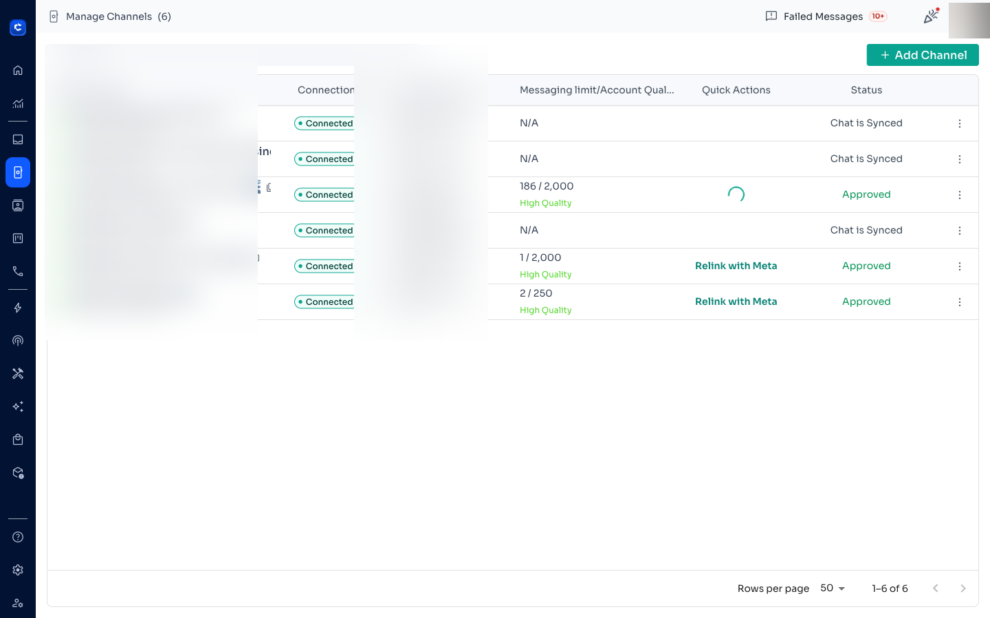 Loading spinner appears — reconnection in progress