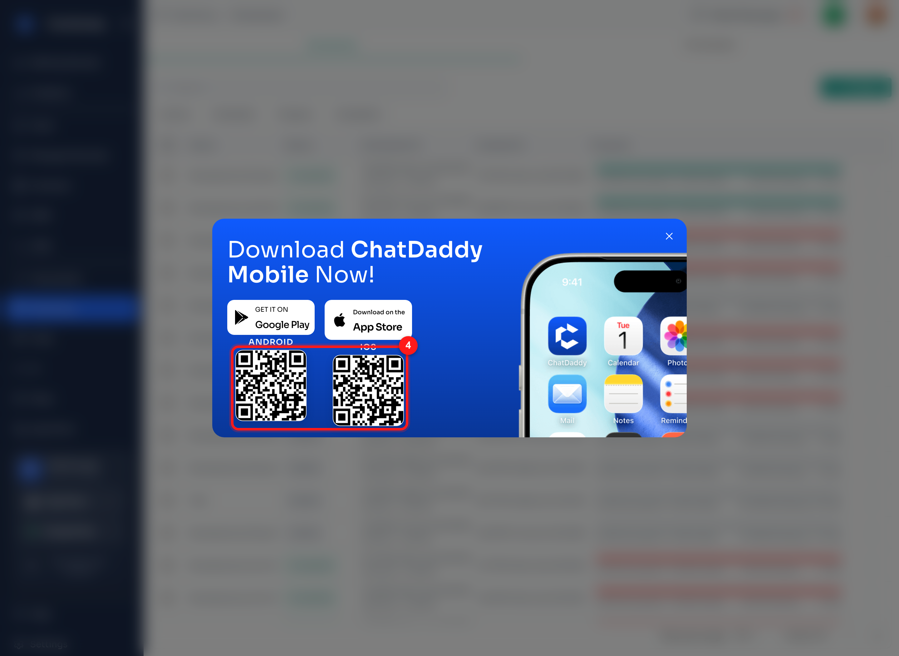 Step 4 - QR code popup