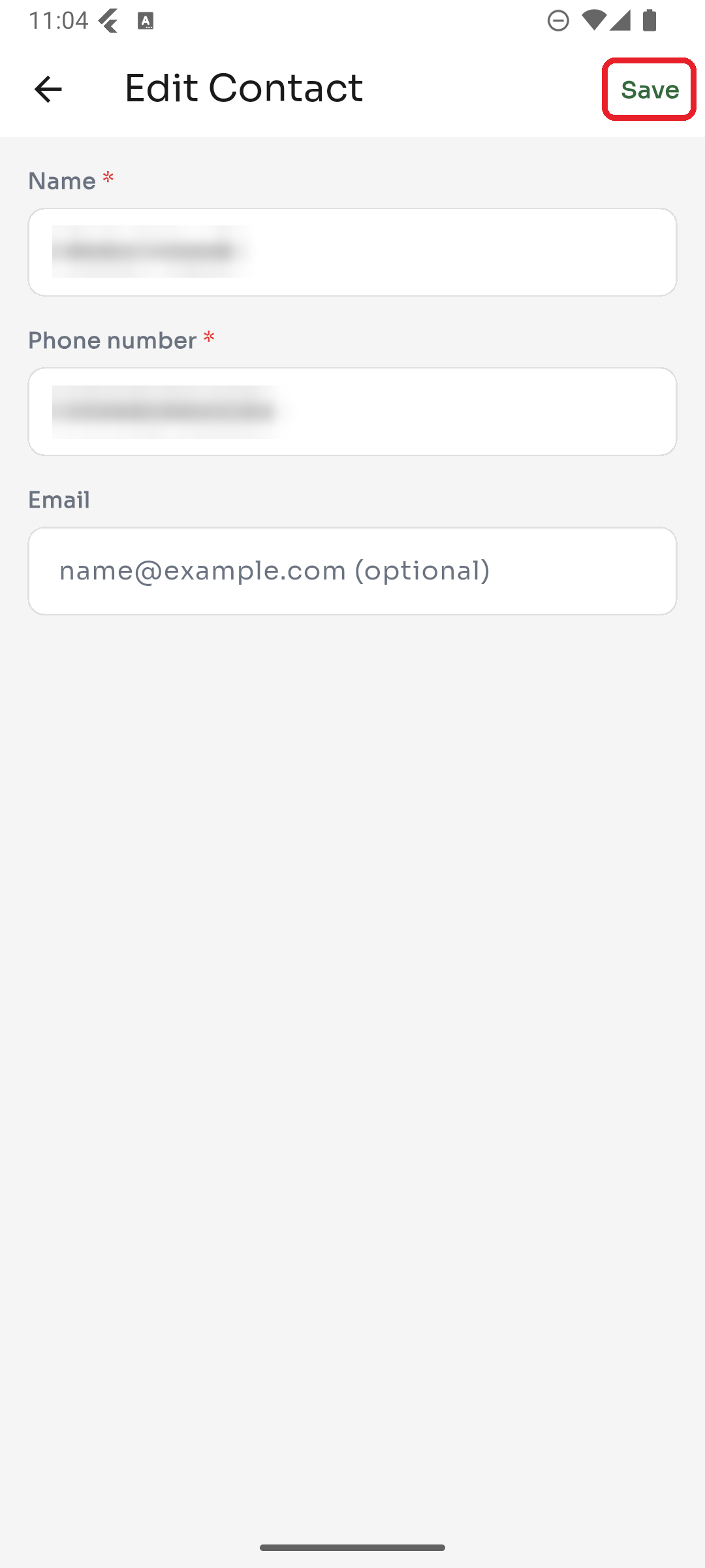 Edit the fields and tap Save