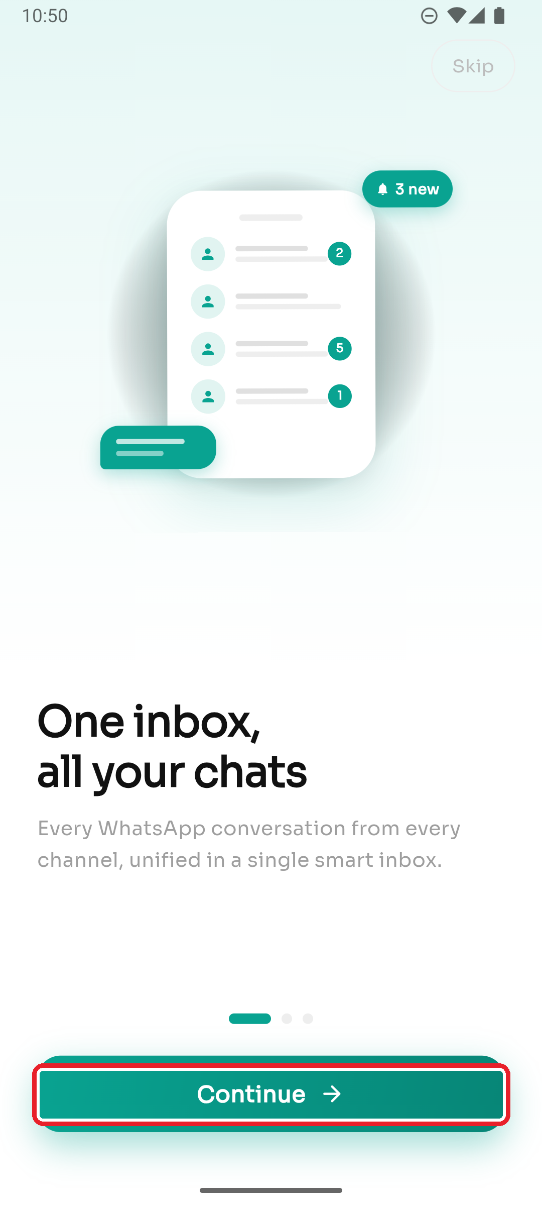 Onboarding: one inbox