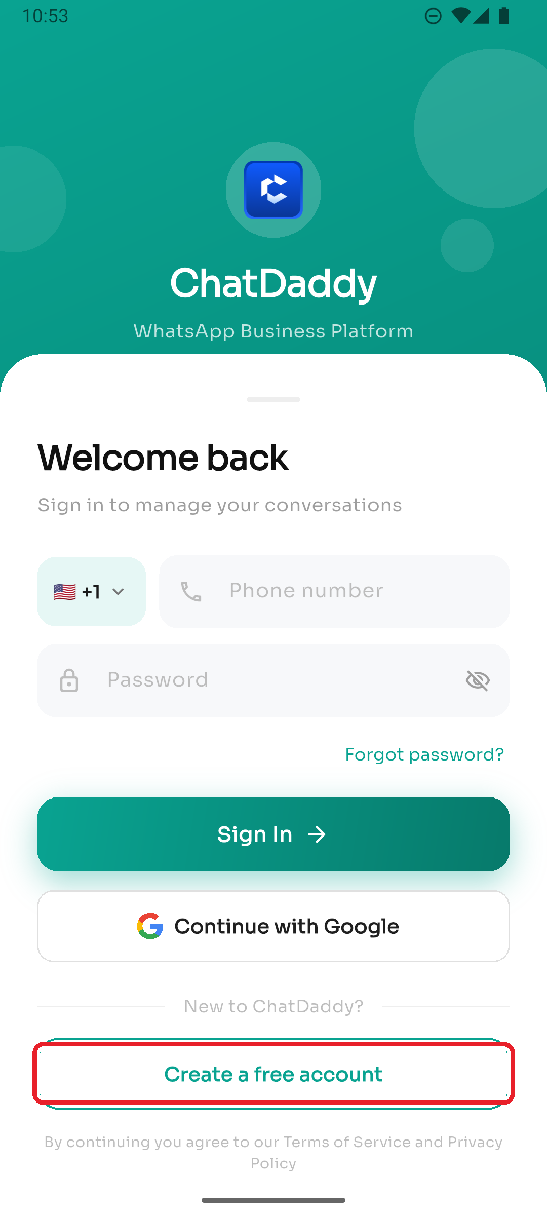 Create a free account