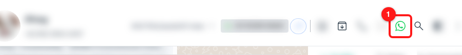 Step 1 — the green WhatsApp call button in the chat header (1).