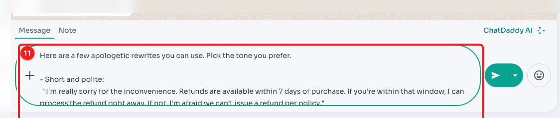 11 — The same refusal, rewritten with an apology and an offer to help.