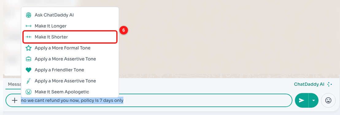 6 — Choosing "Make it Shorter".