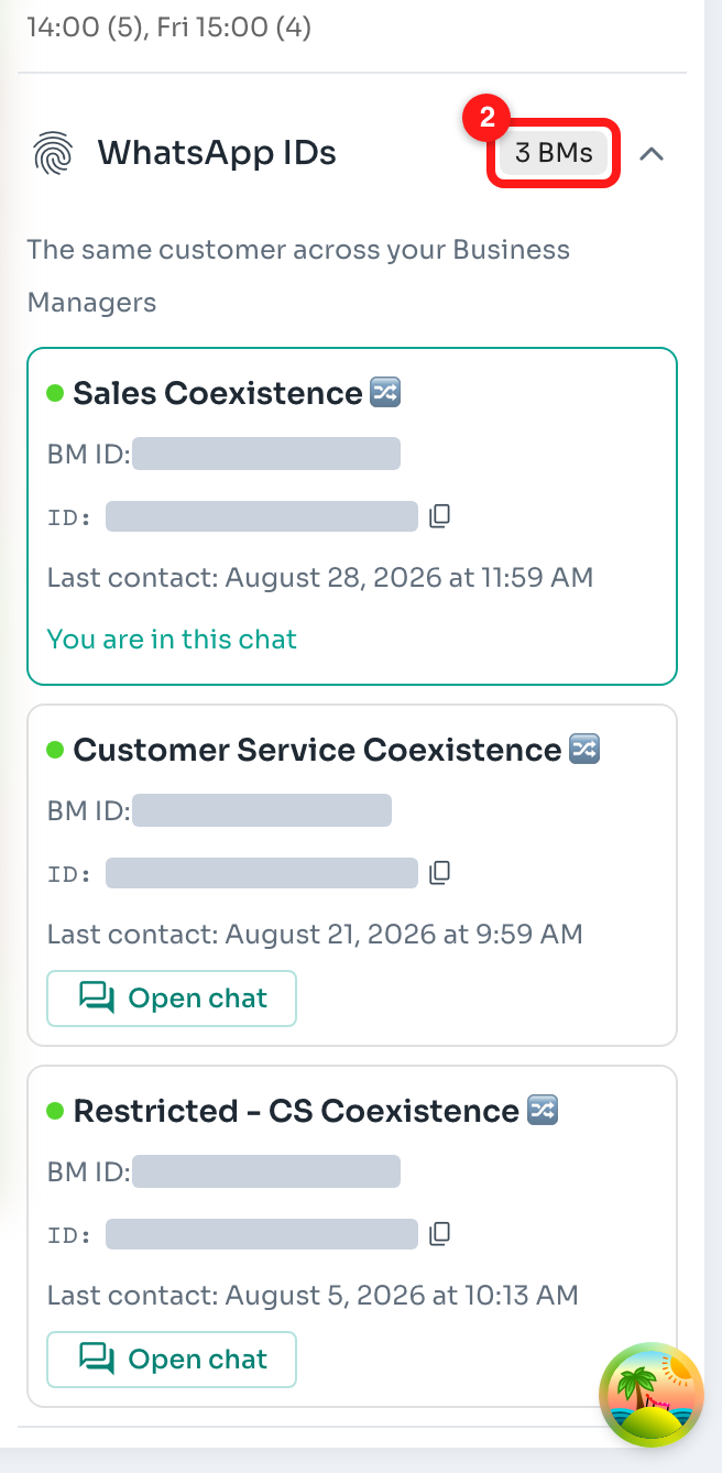 2 — the Business Manager count badge in the section header.