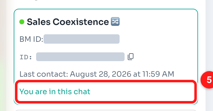 5 — the card for the conversation currently open.