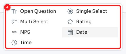 Step 5 — the seven question types you can add (4).