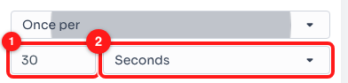 Step 4 — the interval (1) and its unit (2).