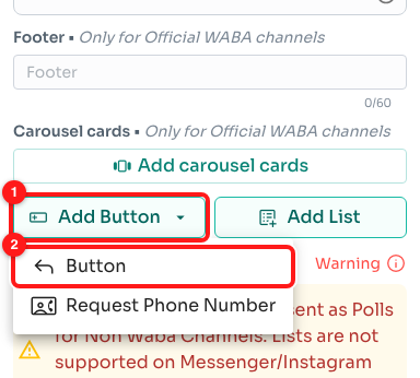 Add Button (1) → Button (2).