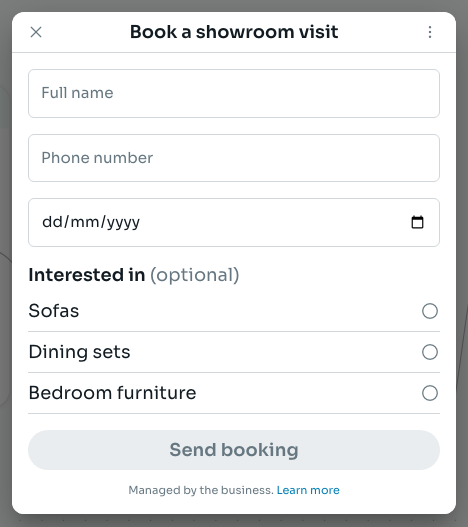 The empty form. The submit button is disabled.