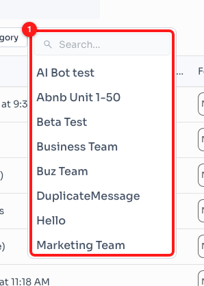 Step 4 — clicking a folder here (1) moves every selected flow into it immediately.