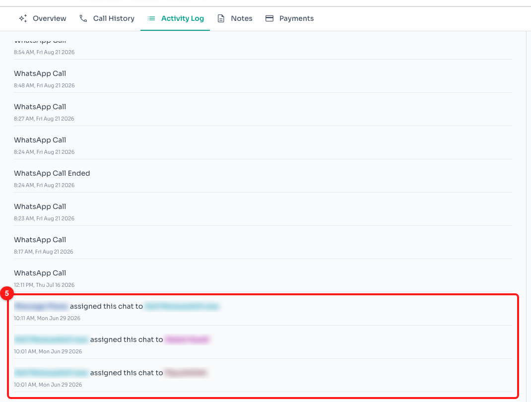 Step 4 — scrolling to the bottom of the feed reaches the oldest entries (5).