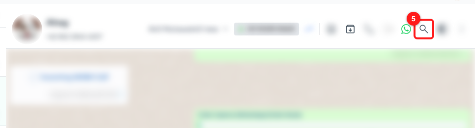 Step 5 — the magnifier in the chat header (5). It turns green while the panel is open.