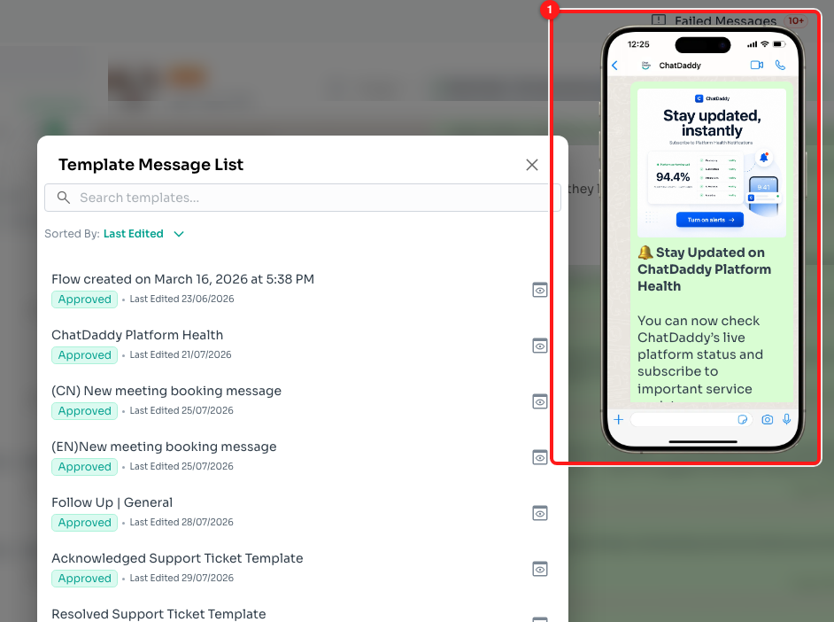 Step 6 — the preview shows the template as the customer will see it (1).
