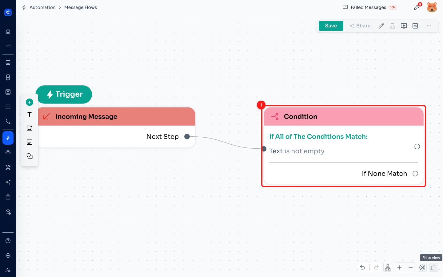 A Condition step (1) placed directly after the trigger filters which events actually run the flow.