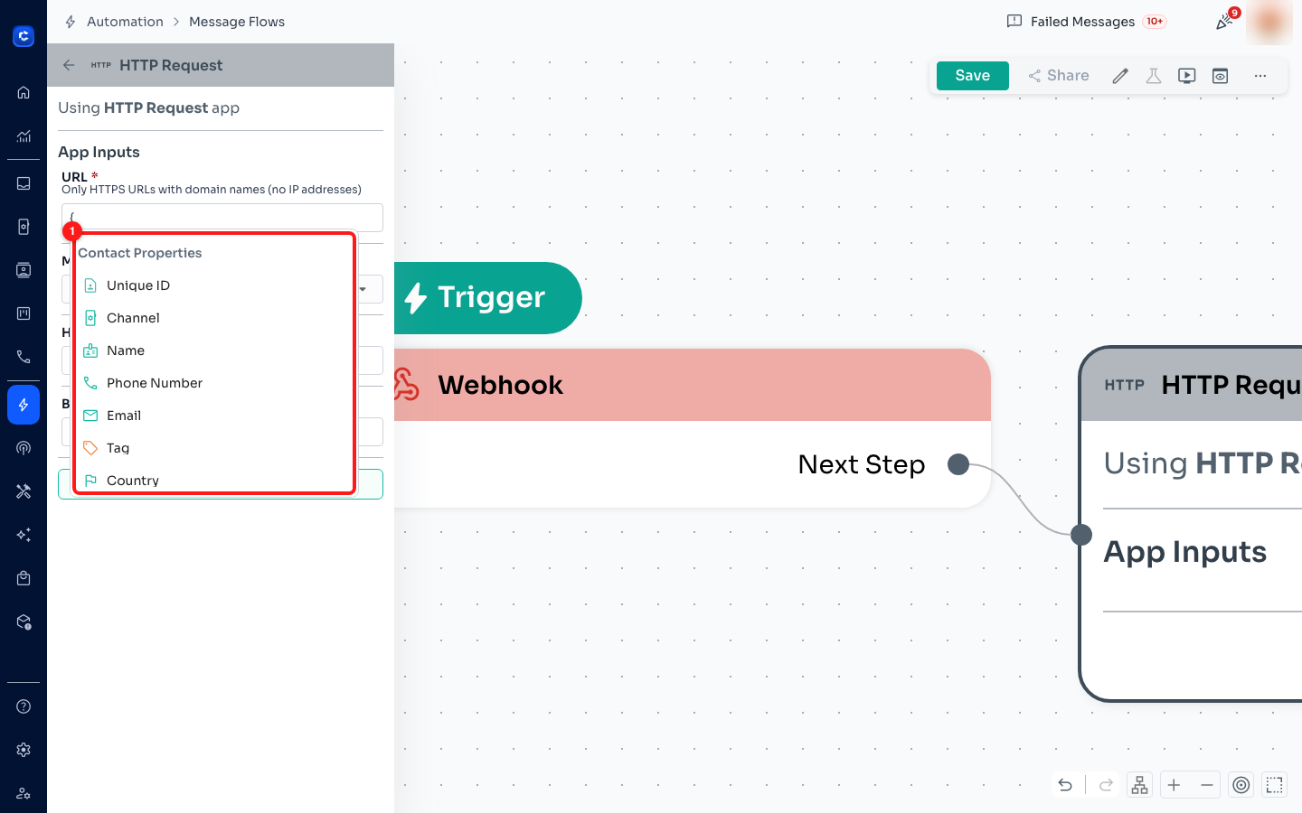 ① type { in any rich-text field to insert live data — Unique ID, Channel, Name, Phone Number, Email, Tag, Country and more.