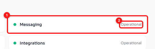 One service row (1): the name on the left, the current state on the right (2).