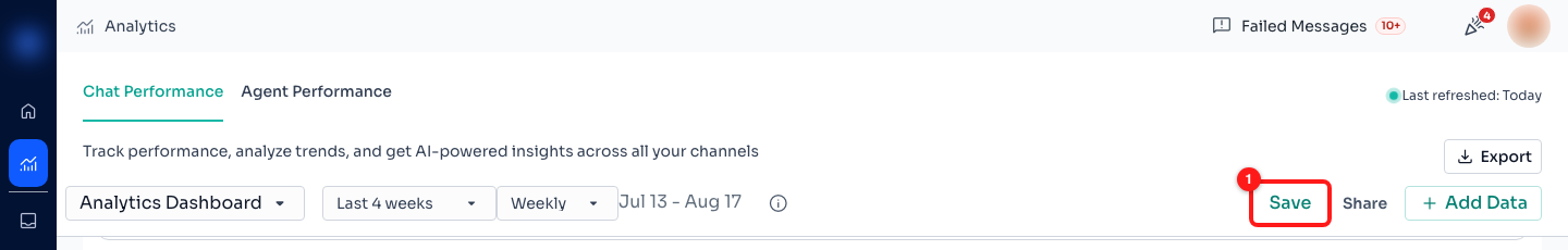 Save (1) is what commits the funnel to the dashboard. It only shows up once there is an unsaved change.