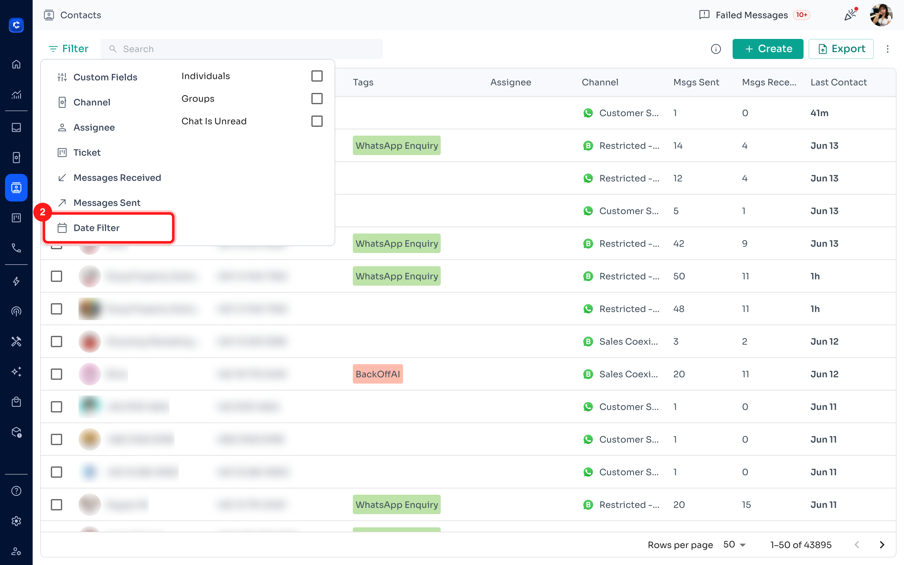 Choose 'Date Filter' from the list of filter types.