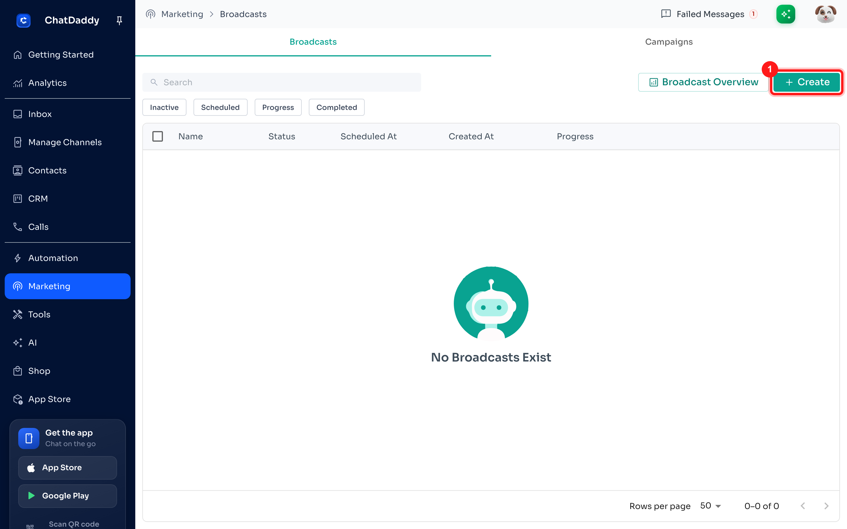 Step 1 - Create broadcast