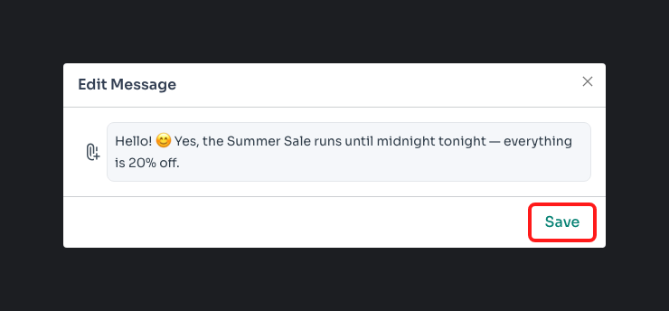 Edit the message text, then click Save.