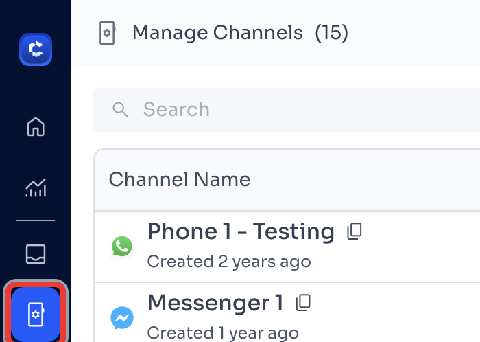 Open Channels from the left sidebar.