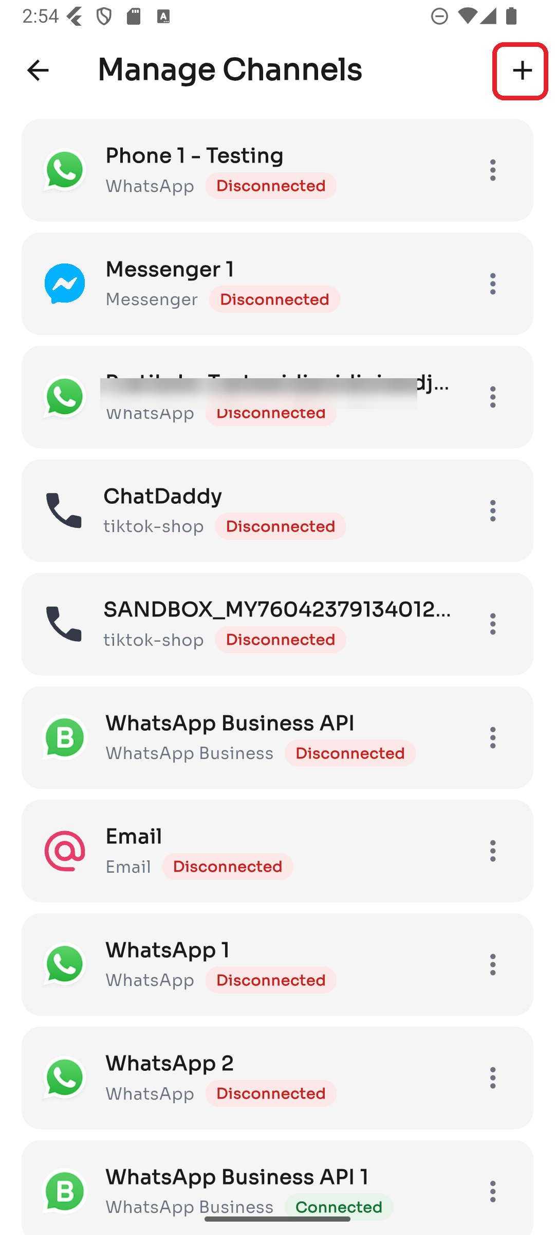 Tap the plus to add a channel