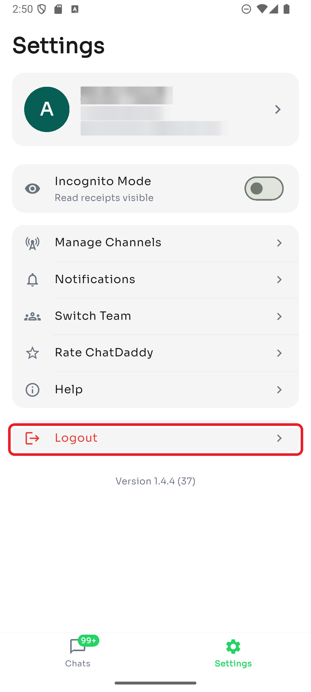 The Logout button