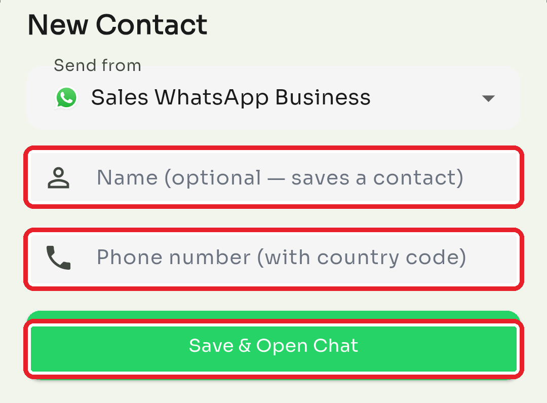 Fill in the details and tap Save & Open Chat