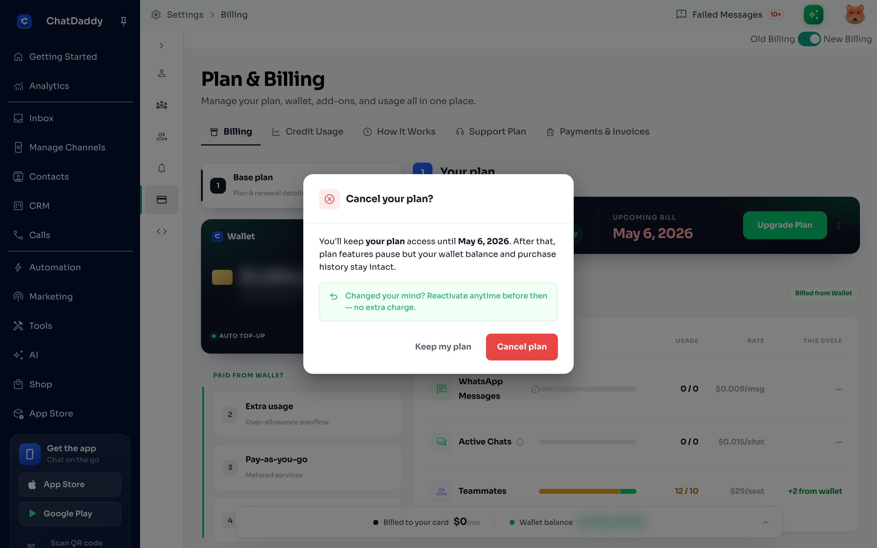 Step 3 - Cancellation confirmation popup