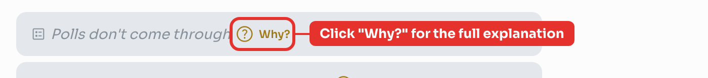 The “Why?” hint at the end of the one-liner opens the explanation card.