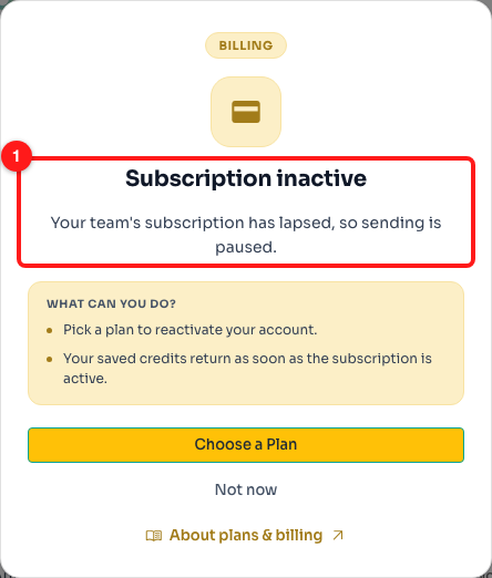 Step 1 — the title and the one-line summary (1). The BILLING label above it tells you which part of ChatDaddy the problem belongs to.