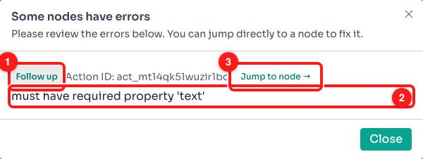 Step 4 — each row names the step (1), gives the reason (2) and offers a shortcut to it (3).