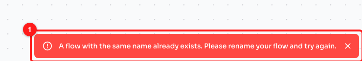 Step 6 — the message you get when another flow in the team already uses that name (1).