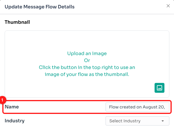 Step 6 — the Name field in Update Message Flow Details (1).
