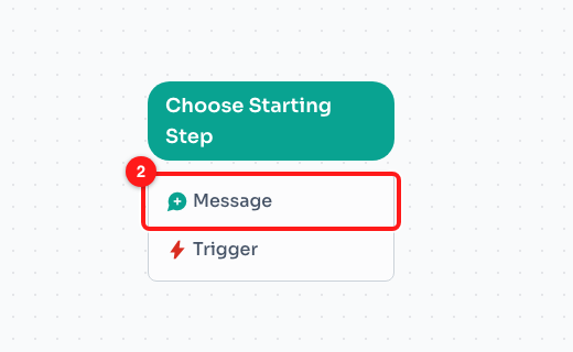 Step 2 — Message on the Choose Starting Step card (2).